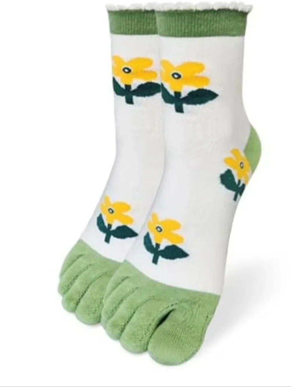 NWT 2 Pair Floral Five Toe Cotton Socks Womens SIZE  5-8